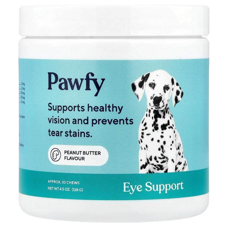 Pawfy,眼部支持，适合 6 个月以上狗狗，花生酱味，30 片，4.5 盎