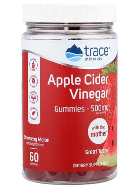 Trace,苹果醋软糖，草莓蜜瓜味，500 毫克，60 粒装