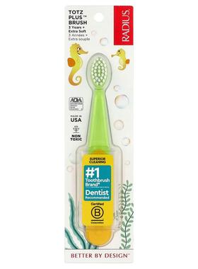 RADIUS,Totz Plus 牙刷，3 岁以上，特软，绿色/黄色，1 支