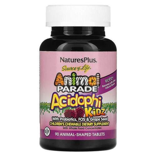 NaturesPlus,Source of Life，动物大游行，儿童咀嚼片，天然浆果