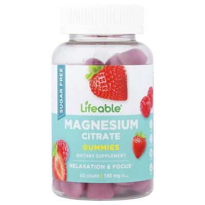 Lifeable,Magnesium Citrate Gummies, Berry, 60 Gummies (90 mg