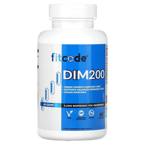fitcode,200，二吲哚甲烷（DIM），200 毫克，60 粒素食胶囊