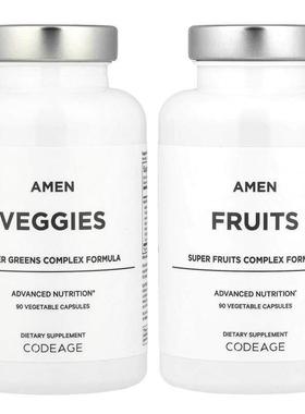 Codeage,Amen，果蔬，2 瓶，每瓶 90 粒素食胶囊