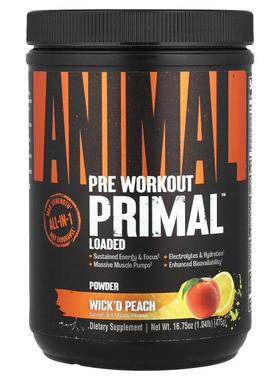 Animal,Pre Workout Primal™ Powder，Wick'd Peach，1.04 磅（47