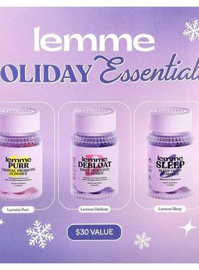 Lemme,Holiday Essentials Gummies, Purr, Debloat, Sleep, 3 Bo