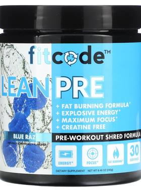 fitcode,LeanPre，锻炼前优效配方，蓝树莓味，8.46 盎司（240 克