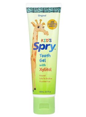 可俐尔,Kid's Spry®，木糖醇洁牙凝胶，3 个月及以上，原味，2 液