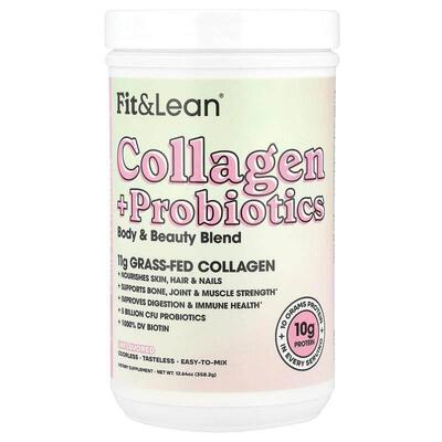 Fit &amp; Lean,胶原蛋白 + 益生菌，原味，12.64 盎司（358.