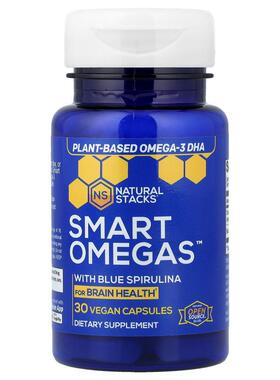 Natural Stacks,Smart Omegas™ with Blue Spirulina, 30 Vegan C