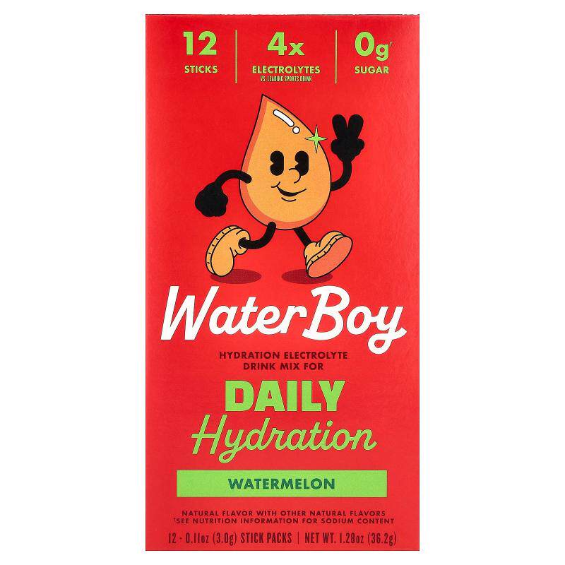 Waterboy,每日补水，电解质混合饮品，西瓜味，12 条，每条 0.11