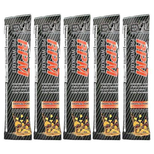 EVL,RPM Pre-Workout, Tropical Punch, 5 Packs