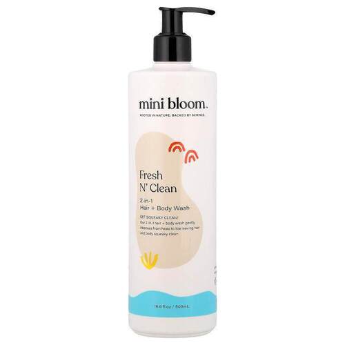 Mini Bloom,Fresh N' Clean, 2-in-1 Hair + Body Wash, 16.6 fl
