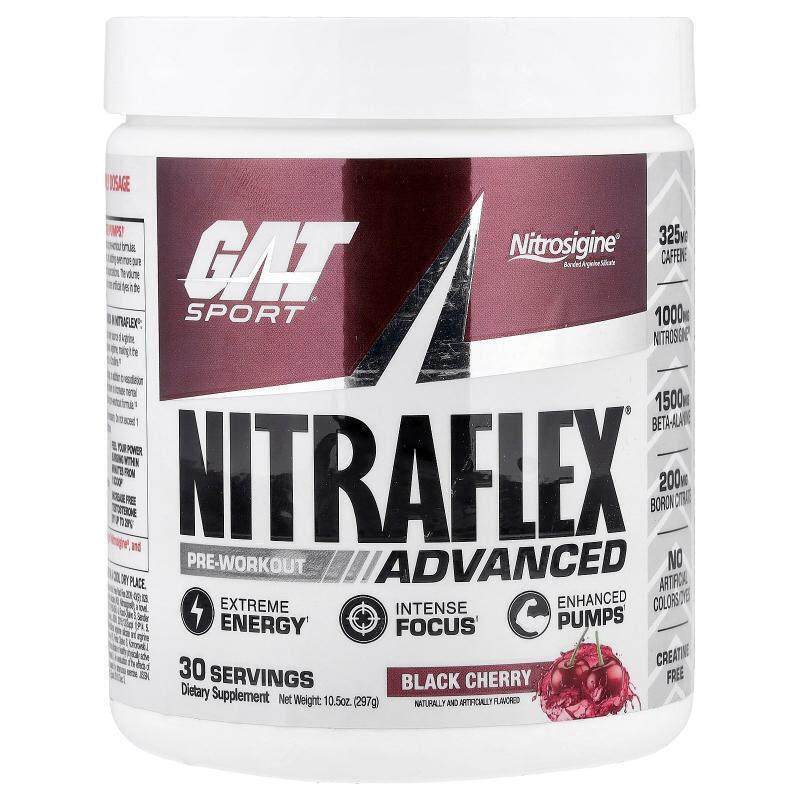 GAT,运动，NITRAFLEX® Advanced，锻炼前配方，黑樱桃味，10.5 盎