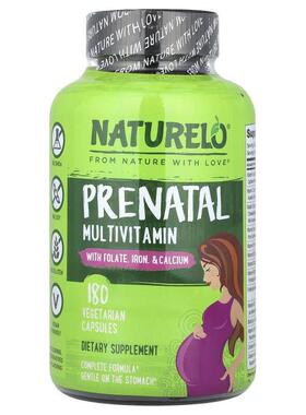 NATURELO,产前多维生素，含叶酸、铁和钙，180 粒素食胶囊
