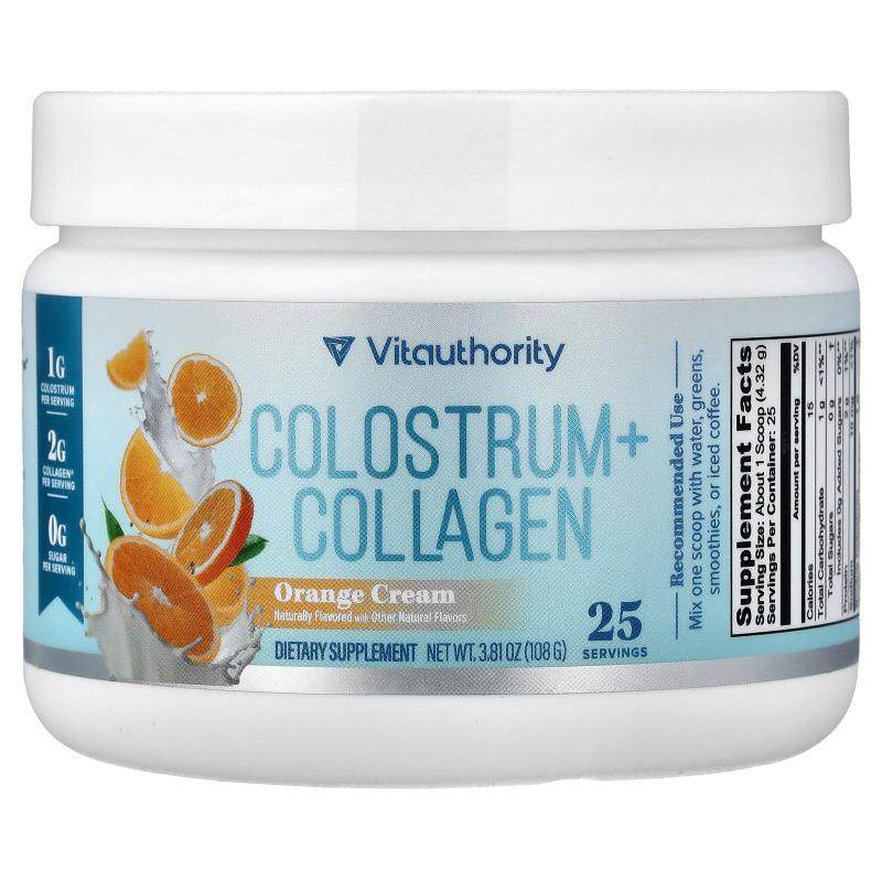 Vitauthority,Colostrum + Collagen, Orange Cream, 3.81 oz (10