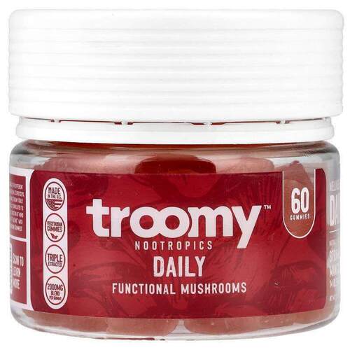 Troomy Nootropics，每日一次，功能性蘑菇软糖，草莓芒果，60粒9