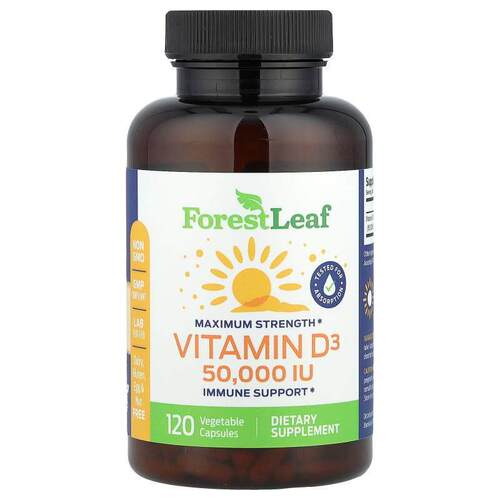 Forest Leaf,特强强度，维生素 D3，50000 国际单位，120 粒素食