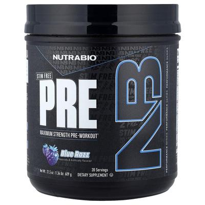 Nutrabio Labs,PRE-Workout, Stim Free, Blue Razz, 1.34 lb (60