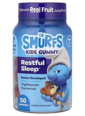 The Smurfs,儿童软糖，宁静睡眠，3 岁以上，精灵莓味，50 粒