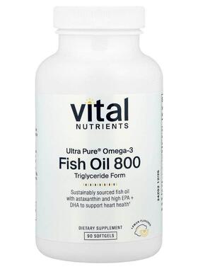 Vital Nutrients,Ultra Pure® Omega-3，鱼油 800，柠檬，90 粒软