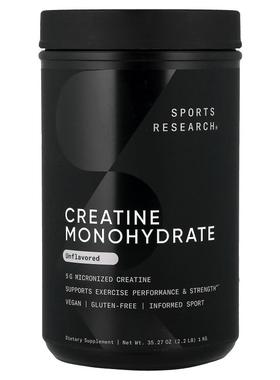 Sports Research,Creatine Monohydrate, Unflavored, 2.2 lb (1
