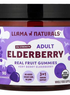 Llama Naturals,Adult Elderberry Gummies, Very Berry Elderber