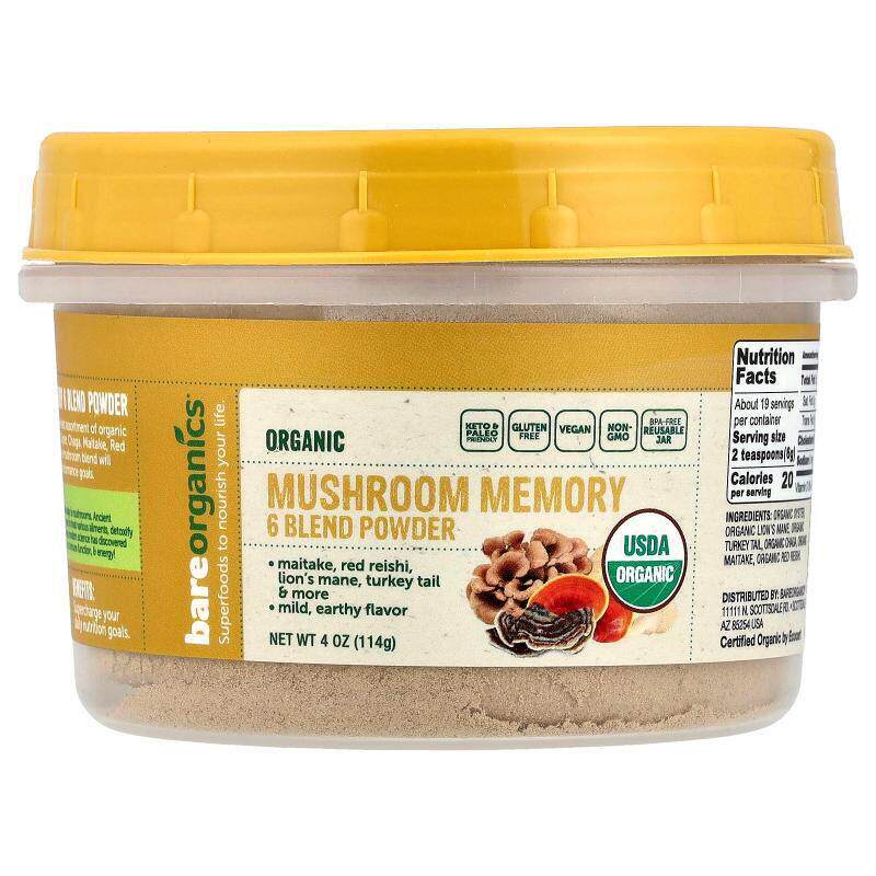 BareOrganics,有机蘑菇记忆 6 混合粉，4 盎司（114 克）