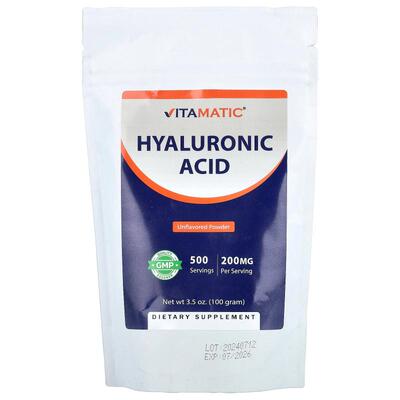 Vitamatic,Hyaluronic Acid Powder, Unflavored, 3.5 oz (100 g)