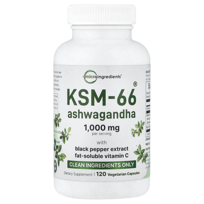 Micro Ingredients,KSM-66&reg; 南非醉茄素食胶囊，120 粒