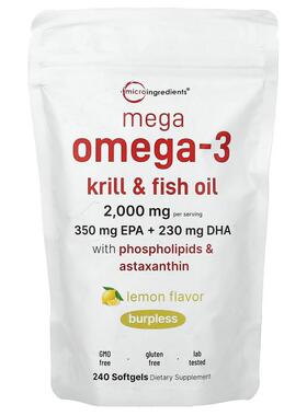 Micro Ingredients,Mega Omega-3 Krill & Fish Oil With Phospho