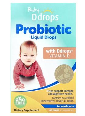 Ddrops,Baby, Probiotic Liquid Drops, For Newborns+, 60 Drops