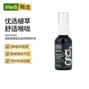 Gaia Herbs喉部喷雾松果菊白毛莨蜂胶味草本补剂喉咙健康