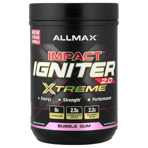 ALLMAX,Impact™ Igniter Xtreme 2.0, Bubble Gum, 14.82 oz (420