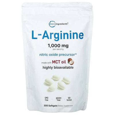 Micro Ingredients,L-Arginine, 30 Softgels (250 mg per Softge