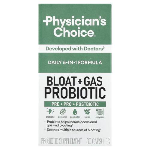 Physician's Choice,Bloat + Gas Probiotic, 30 Capsules