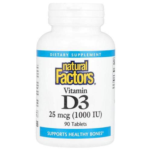Natural Factors,维生素 D3，25 微克（1,000 国际单位），90 片