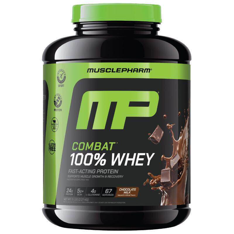 MP,Combat® 全乳清蛋白质粉，巧克力牛奶，5 磅（2.27 千克）