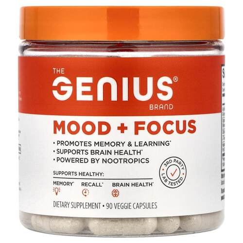 The Genius Brand,Mood + Focus, 90 Veggie Capsules