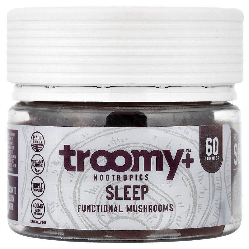 Troomy Nootropics,睡眠,功能性蘑菇软糖,黑树莓味,60 粒软糖9