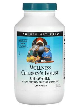 源美,Wellness Children 机体抵抗咀嚼片™，浆果味，120 片