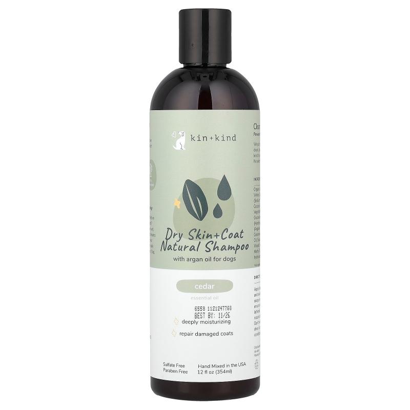 Kin+Kind,干性皮毛天然洗发水，适合狗狗，雪松，12 液量盎司（35
