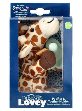 布朗博士,Lovey，Happy Paci™，硅胶安抚奶嘴及牙胶支架，0-12 个