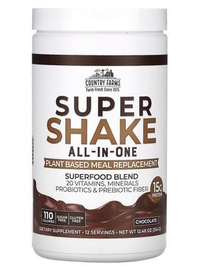 Country Farms,Super Shake，多合一，巧克力口味，12.48 盎司（3