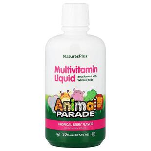 NaturesPlus,Animal Parade，多维生素液体，热带浆果味