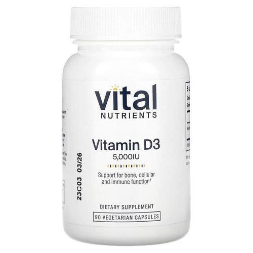 Vital Nutrients,维生素 D3，5000 国际单位，90 粒素食胶囊