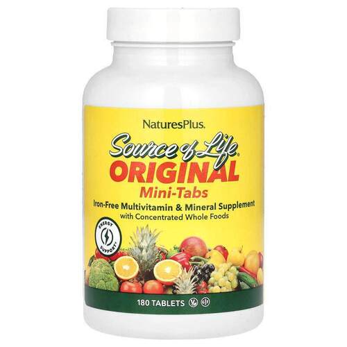 NaturesPlus,Source of Life，原味迷你片剂，含浓缩全食的多维生