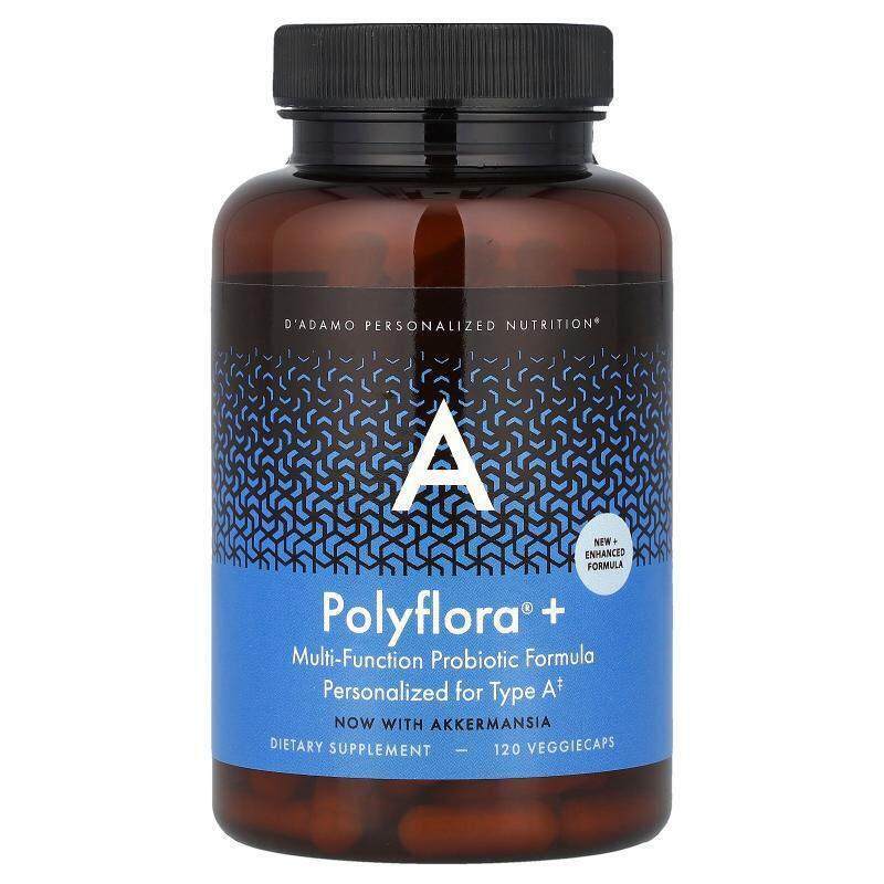 D'adamo,Polyflora® + A，多功能益生菌配方，120 粒素食胶囊
