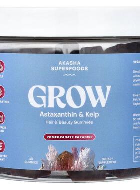 Akasha Superfoods,Grow, Hair & Beauty Gummies, Pomegrana
