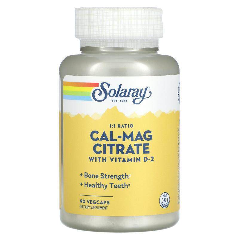 Solaray,1 柠檬酸钙镁，含维生素 D-2，90 粒素食胶囊