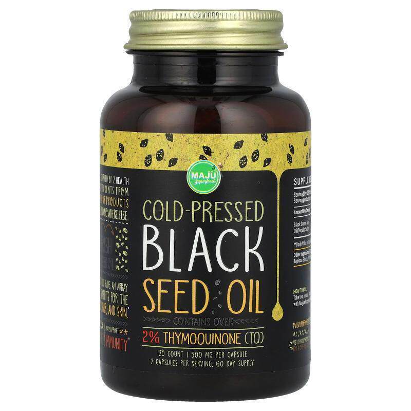Maju Superfoods,冷榨黑籽油，500 毫克，120 粒